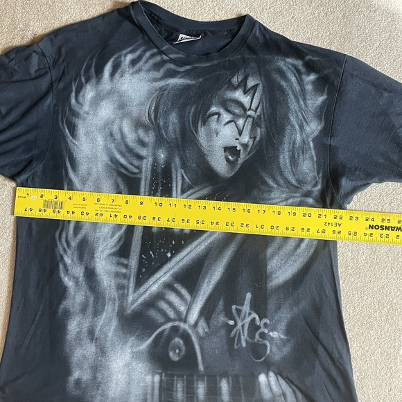 Ace Frehley Kiss Vintage Airbrush T-shirt XL Black White Hanes XL Both Sides SS - Picture 10 of 14